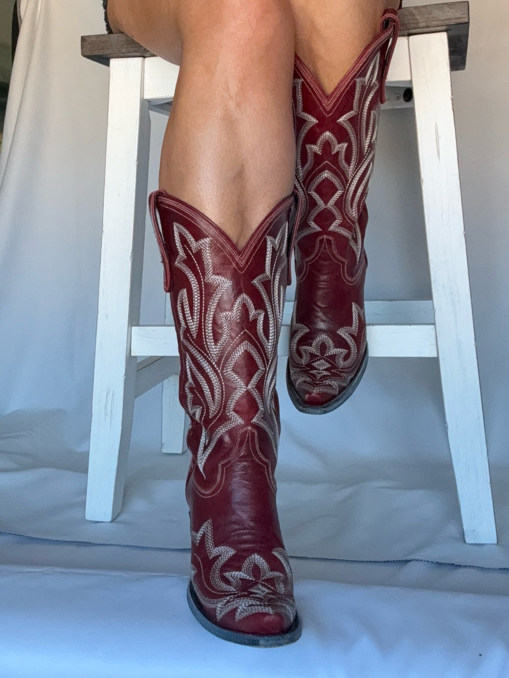 Lane Saratoga Ruby Red Leather Western Cowboy Boots Women’s 8C
